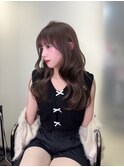 レイヤーカット × ブラウンベージュ × 韓国巻き