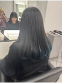 20代30代大人可愛い韓国風ヘアスタイル内巻きブルーブラック