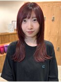 チェリーレッド 顔周りカット 顔回りレイヤー レイヤーカット