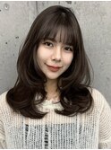 透明感カラーくびれヘアレイヤーカット前髪顔周りカット韓国ヘア