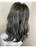 アッシュグレー_マロンベージュ Aラインボブ かきあげ