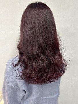 ミュラ(mulah) ブリーチなし透明感カラーラベンダーピンク＊コテ巻き仕上げ