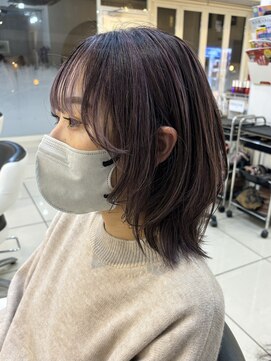 フレア(FLAiR) ハイライトパープルカラーに今年流行るウルフカット