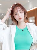 大人かわいい前髪セシルカットココアブラウンフリンジウェーブ