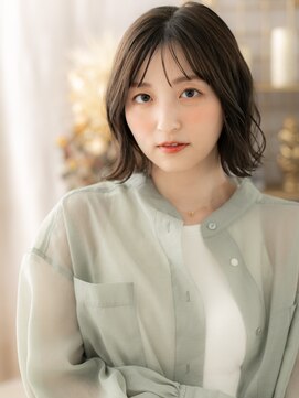 カバーヘア ブリス 川口(COVER HAIR bliss) 外ハネアッシュグレージュ小顔クセ毛風ボブ