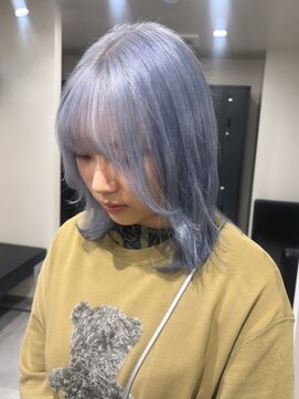 ベレーザ 渋谷(BELEZA) 10334秋色ブルーシルバーネイビーブルーウルフレイヤーロング