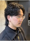 ウルフ センターパート ニュアンスパーマ フェザーパーマ
