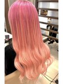 エクステ８０本/ピンクペールトーンハイライトグラデーション