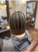 バレイヤージュ×切りっぱなしボブ/10代20代30代