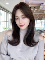 アフロート エル 大阪(AFLOAT L) 暗髪で出せるこなれ感!フェイスレイヤー×ナチュラルセミロング