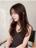 透けバング×艶カシスブラウンロング