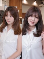 ヴィヴィッド オモテサンドウ(ViViD omotesando)&nbsp;仕事中も可愛いレイヤーミディ/グレージュ/巻ける縮毛矯正