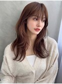 ハッシュカット/韓国レイヤーカット/流しバング/グレージュ/