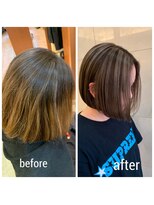 大須賀美容室 けやき通り店&nbsp;バレイヤージュ風白髪ぼかしハイライト