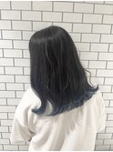 裾カラー/ブルーブラック×アッシュグレージュ