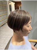 白髪ぼかしハイライト×大人ショートカット【大阪天満橋】