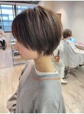 大人ショートボブ丸みショートカットマッシュショート前髪あり