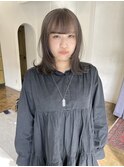 透け感カラーミルクティーベージュ春レイヤーミディアム