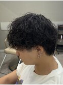 無造作強め波巻きシャドウパーマ