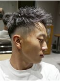 MEN'S/ホワイトメッシュ×ツイスパ/短髪/メンズショート