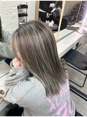 ハイライトカラーくびれヘアアプリコットオレンジ