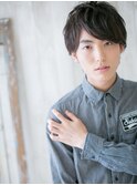 ≪mod's men≫マットブラウン七三分けパーマのミニウルフQ