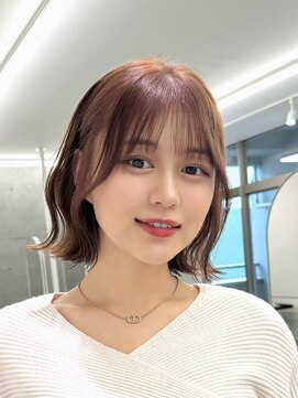 サンド 池袋 2nd(sand) 顔周り小顔レイヤー切りっぱなしボブ/ブリーチなし地毛風カラー