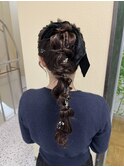 高めポニー編みおろし♪結婚式お呼ばれヘアセット