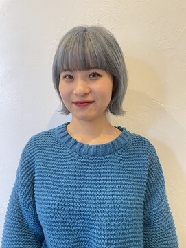 ソレイユトウキョウシブヤ(SOLEIL TOKYO shibuya) ショートボブワイドバング外ハネボブブリーチブルーシルバー