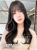 レイヤーロング20代30代40代大人可愛い毛先ワンカール後れ毛