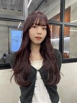 ニコ トウキョウ 渋谷(nico TOKYO)&nbsp;ダブルカラーチェリーレッドピンクブラウン韓国レイヤーロング