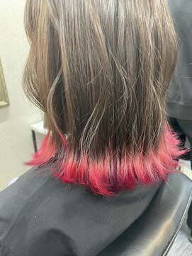 アローズ 荒尾店(arose) ＊裾カラーピンクグラデーション×ブリーチなし透明感ベージュ