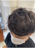 アッシュブラックベリーショートウルフカルマパーマ