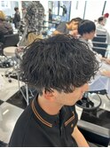 メンズパーマツイスパ波巻きスパイラルマッシュセンターパート