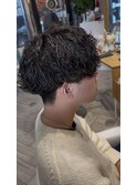 波巻きパーマ×刈り上げマッシュ