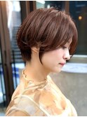透明感カラー ボブ 前髪 ショート カラー ブリーチ&ダブルカラー