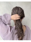 ブリーチ無しレベンダーグレーレイヤーカット透明感カラー20代