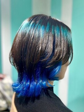 マティーナ ヘアー 池袋(Matina hair) 【ショートウルフ×デザインカラーブルー】20代30代40代50代