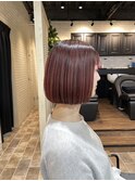 suzu ピンクカラー ボブ ミニボブ ブリーチなし 大阪 福島区
