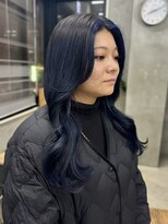 テトヘアー(teto hair)&nbsp;ワンブリーチネイビーブルーレイヤー
