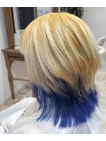 ルシードスタイル ナチュールトゥ(LUCIDO STYLE nature to)&nbsp;ブリーチ×ブルーインナー/ウルフカット