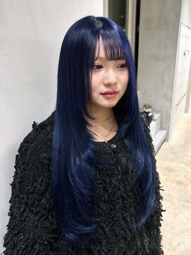 グロウ 渋谷(grow) ネイビーブルー×プルエクステ