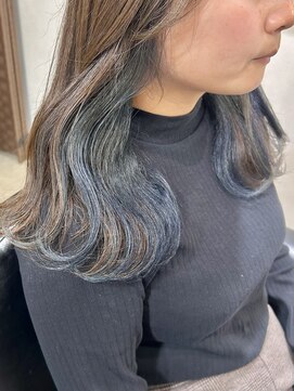 ソワン ドゥ ブレス フラン 東花園店(soin de brace Fran) ネイビーブルーインナーカラー