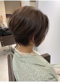 イメチェンハッシュカットフルバング似合わせレッドブラウン