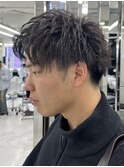アッシュブラック/ウルフ/ハイライト/マッシュパーマ/渋谷