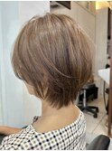 白髪ぼかし脱白髪染め似合わせショートボブ40代50代60代