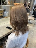 原宿マロンベージュヘーゼルベージュカラー顔周りレイヤーカット