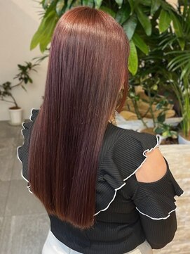 カミソメヤイロドリ(髪染やIRO-D-ORI) チェリーブラウンカラー 艶髪 ストレート 艶カラー ロング 美髪