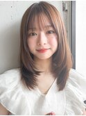 ★◎セミディイメチェン薄めバングワンカール似合わせカット艶感
