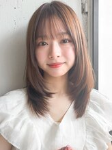 アグノス 青山(Agnos) ★◎くびれヘアアプリコットオレンジアハイライトカラー薄め前髪